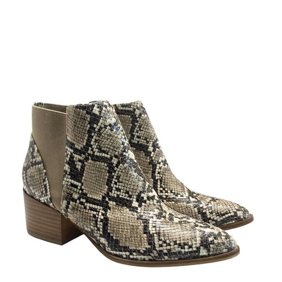 Chinese Laundry Womens Size 7 Snake Print Boot Bootie Slip On Pointed Toe - Picture 2 of 11
